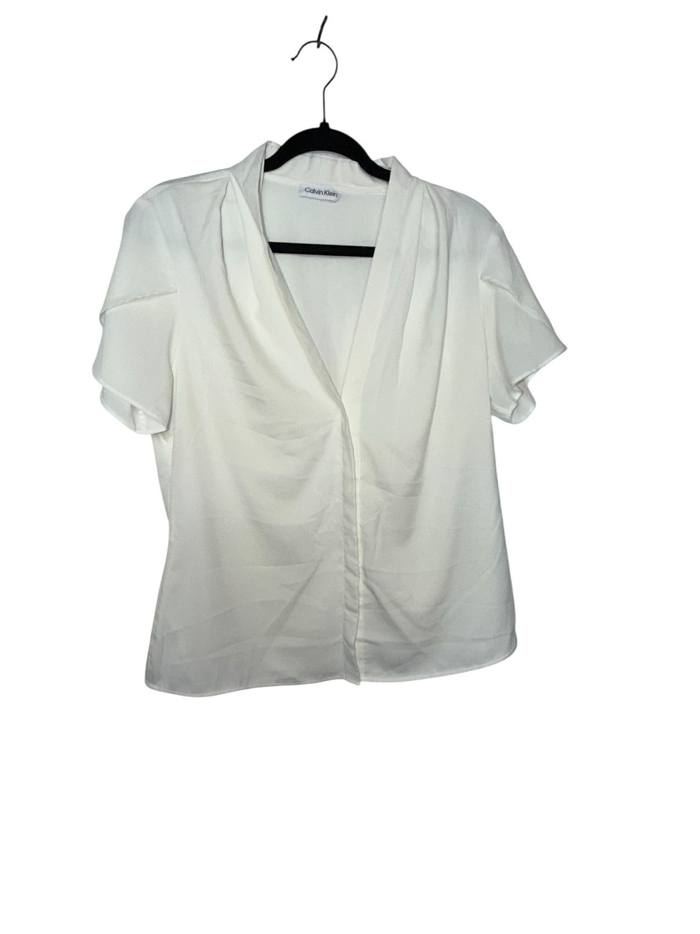 Calvin Klein Cream V-Neck Short Sleeve Blouse